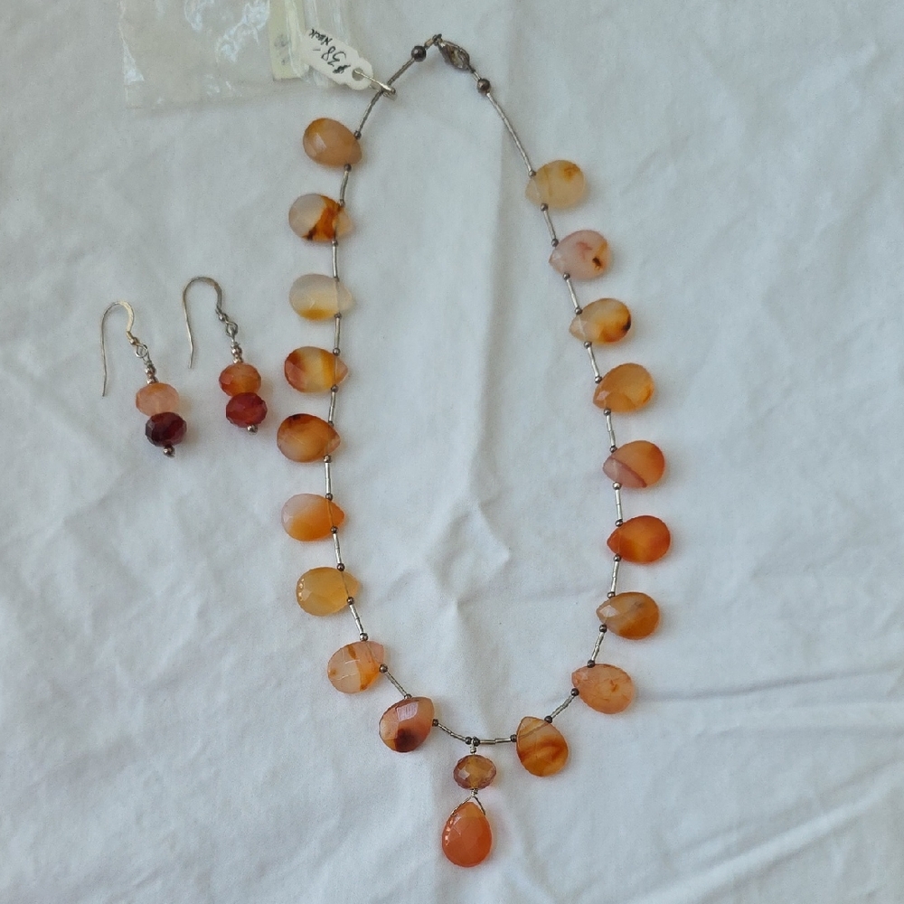 SALE Carnelian Stone And Sterling Jewelry Set
